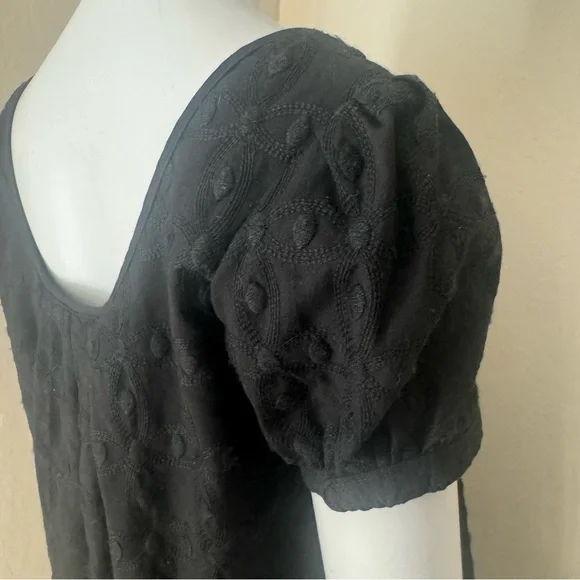 JUICY COUTURE Embroidered Shift Dress Black 100% Cotton A-Line Scoop Neck Size 6 - Picture 6 of 15